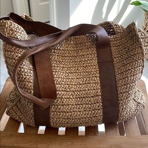 Brown Woven Tote Bag